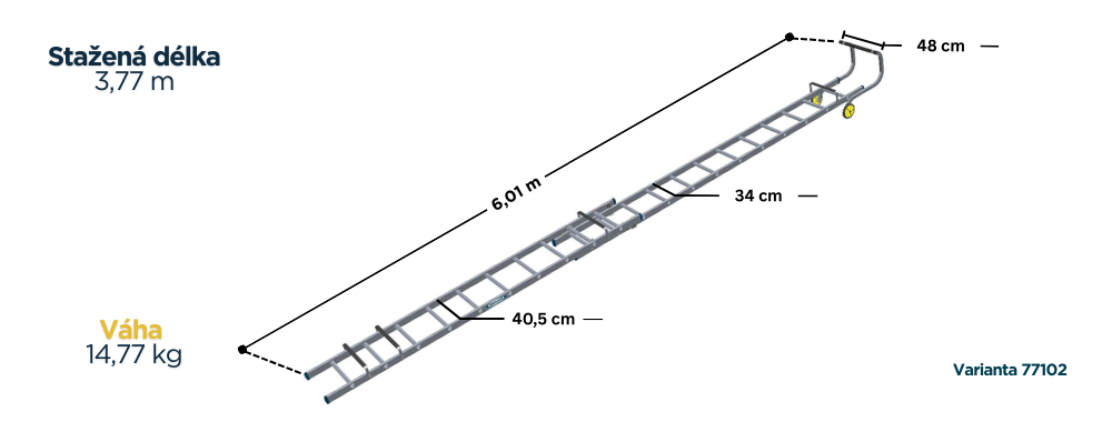 WERNER Stresni zebrik 3,77m detail 1